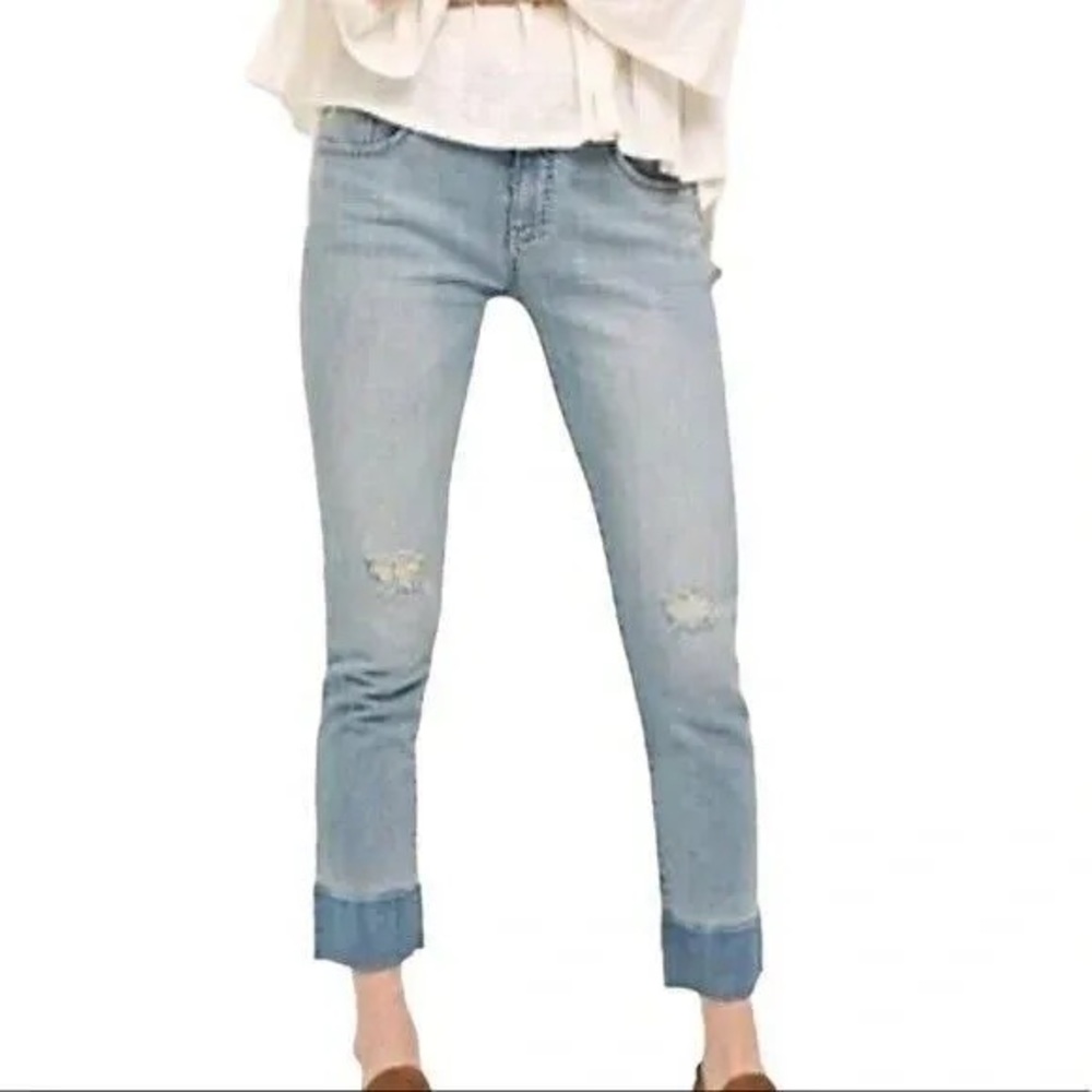 Anthropologie Pilcro Letterpress Em Relaxed Cropped Jeans Raw Hem - Size 30